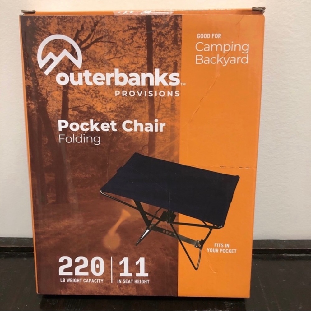 Outerbanks Provisions Folding Pocket Chair outdoors Black new NIB